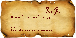 Korsós Gyöngyi névjegykártya